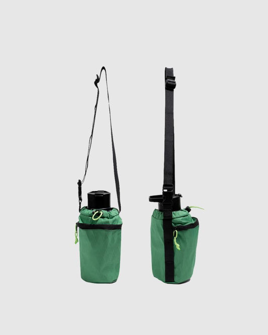 Evergreen Water Bottle Sling - Westward (Pre-Release) (Angle): Two green bottle carriers shown with thin strap and wide strap configurations