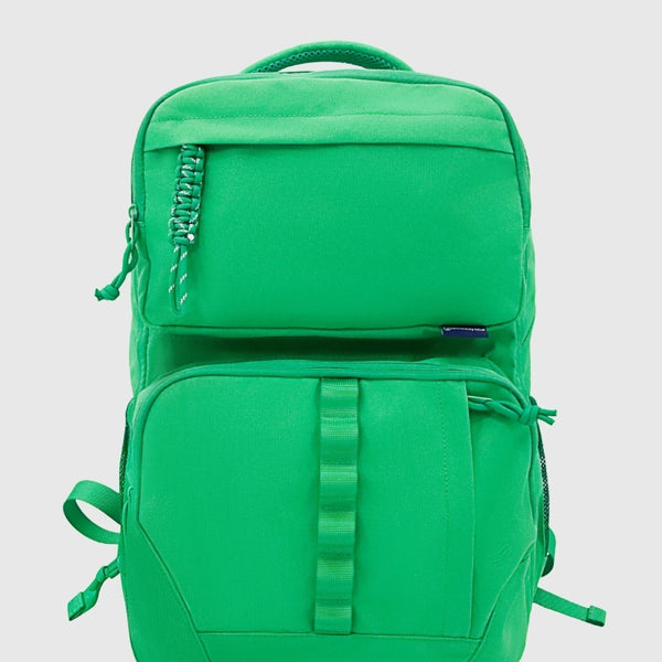 Bright Green (R)evolution™ 25L Transit Pack (Front): Bright green backpack with two front zippered compartments and paracord pull