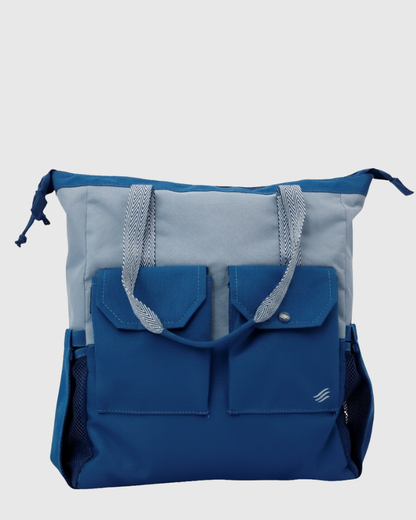 Blue (R)evolution™ 27L Utility Convertible Tote (Front): blue and gray convertible tote with brand logo