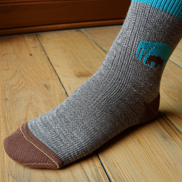 United By Blue bison wool sock detail