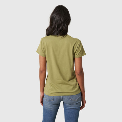 Sage The Clean Earth Club Graphic Tee (Back): Back view of olive green short-sleeve crew neck tee on model