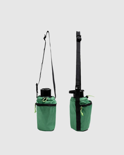 Evergreen Water Bottle Sling - Westward (Pre-Release) (Angle): Two green bottle carriers shown with thin strap and wide strap configurations